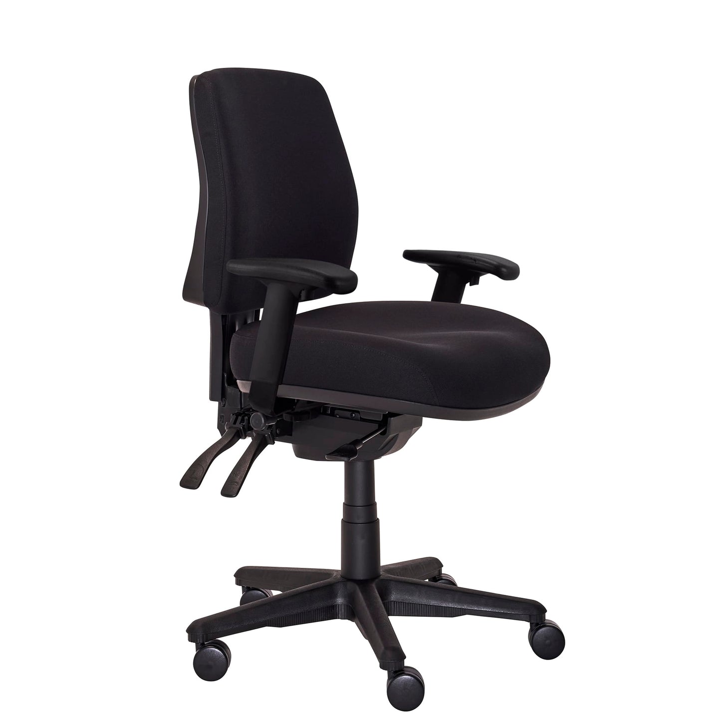 Buro Roma – 3 Lever Mid Back with Seat Slide and Arm Rests