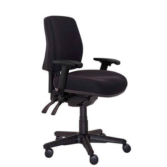 Buro Roma – 3 Lever Mid Back with Seat Slide and Arm Rests