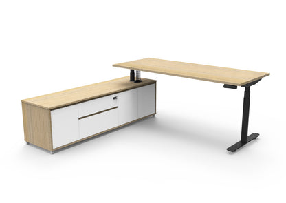 Halo+ (Round Legs) Height Adjustable Executive Desk & Cabinet