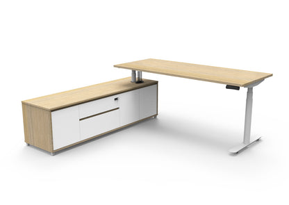 Halo+ (Round Legs) Height Adjustable Executive Desk & Cabinet