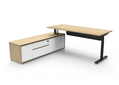 Halo+ (Round Legs) Height Adjustable Executive Desk & Cabinet