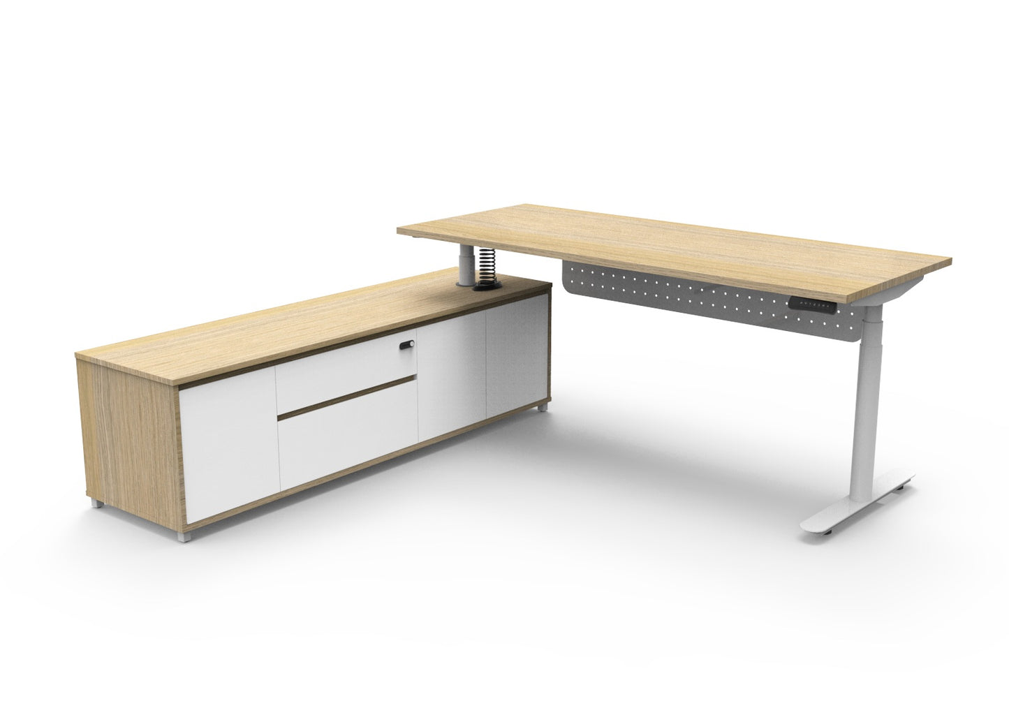 Halo+ (Round Legs) Height Adjustable Executive Desk & Cabinet