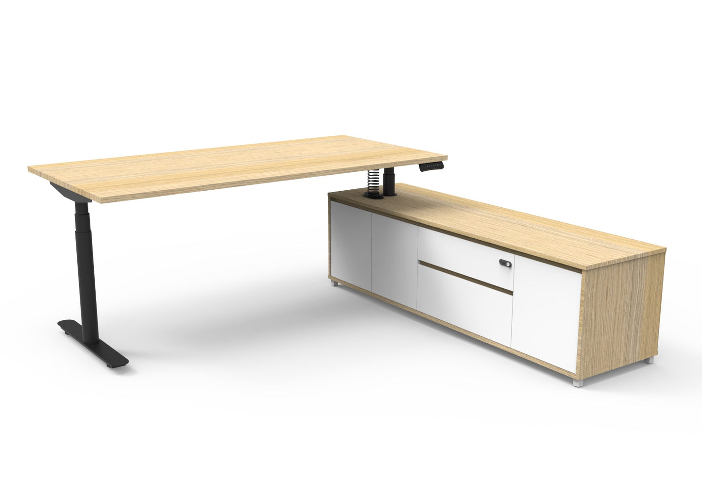 Halo+ (Round Legs) Height Adjustable Executive Desk & Cabinet