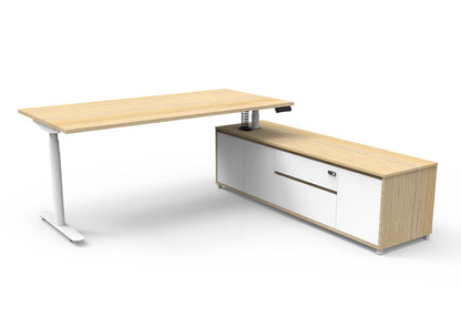 Halo+ (Round Legs) Height Adjustable Executive Desk & Cabinet