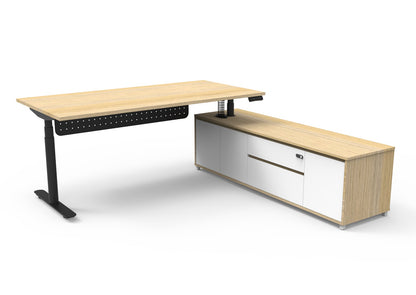 Halo+ (Round Legs) Height Adjustable Executive Desk & Cabinet