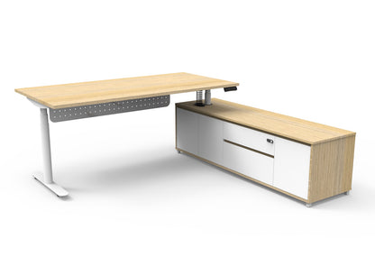 Halo+ (Round Legs) Height Adjustable Executive Desk & Cabinet