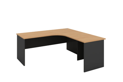 Beech over Charcoal Radial Corner Workstation (2 Piece)