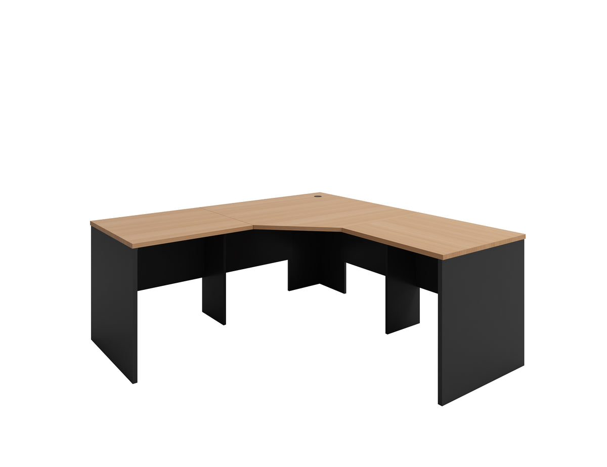 Beech over Charcoal Corner Workstation (3 Piece)