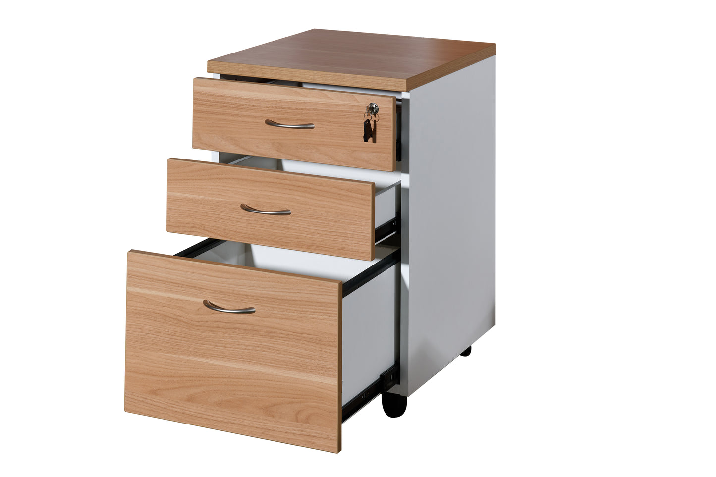 Virginia Walnut Premier Mobile Pedestal 2 Personal 1 File Drawer