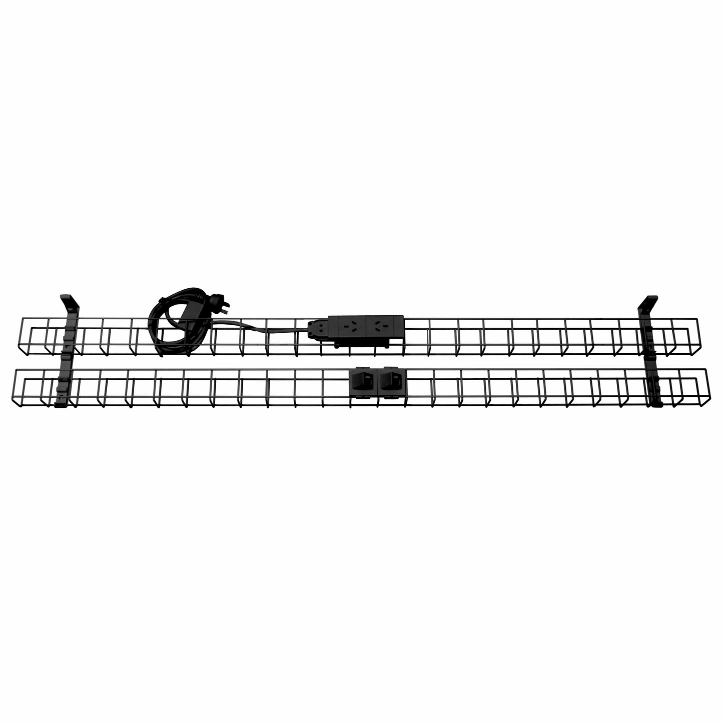 Rapid Wiring Dual Tier Cable Basket with Power and Data (3 Pin Plug)
