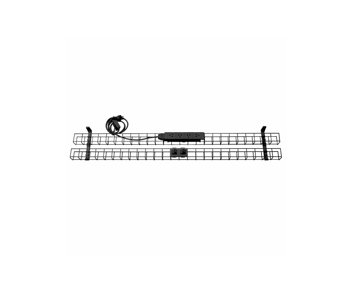Rapid Wiring Dual Tier Cable Basket with Power and Data (3 Pin Plug)