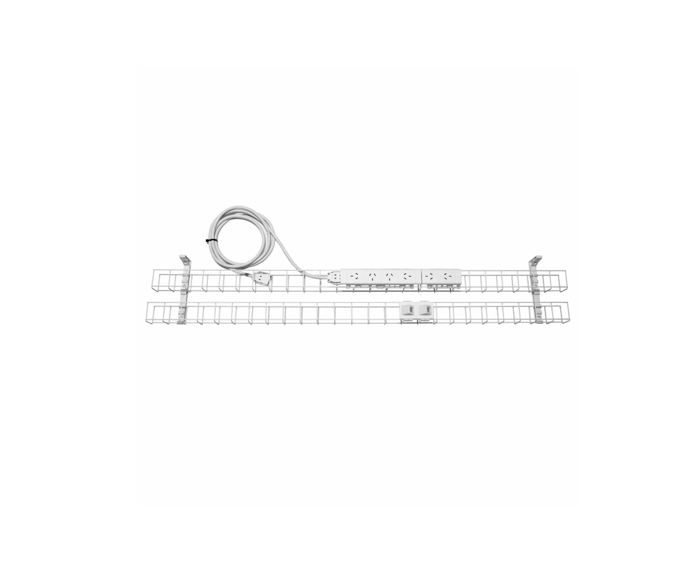 Rapid Wiring Dual Tier Cable Basket with Power and Data (3 Pin Plug)