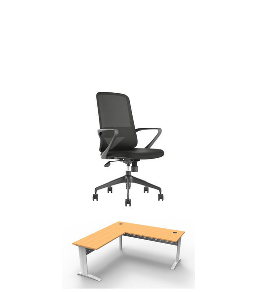 Rapid Span Desk & Return & Mondo Mistral Chair Package