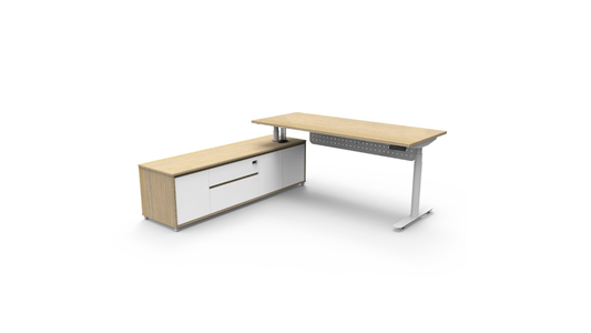 Halo+ (Round Legs) Height Adjustable Executive Desk & Cabinet