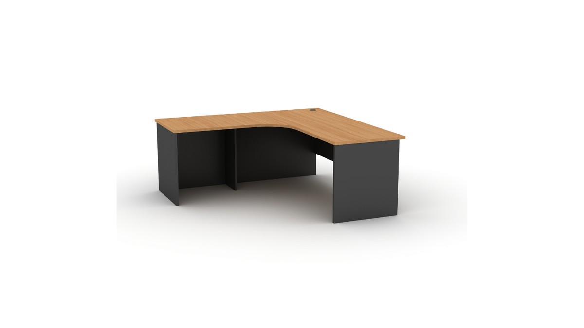 Beech over Charcoal Radial Corner Workstation (2 Piece)