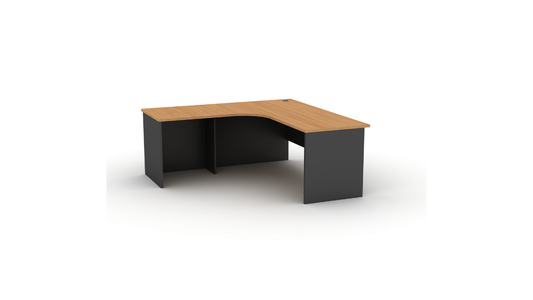 Beech over Charcoal Radial Corner Workstation (2 Piece)